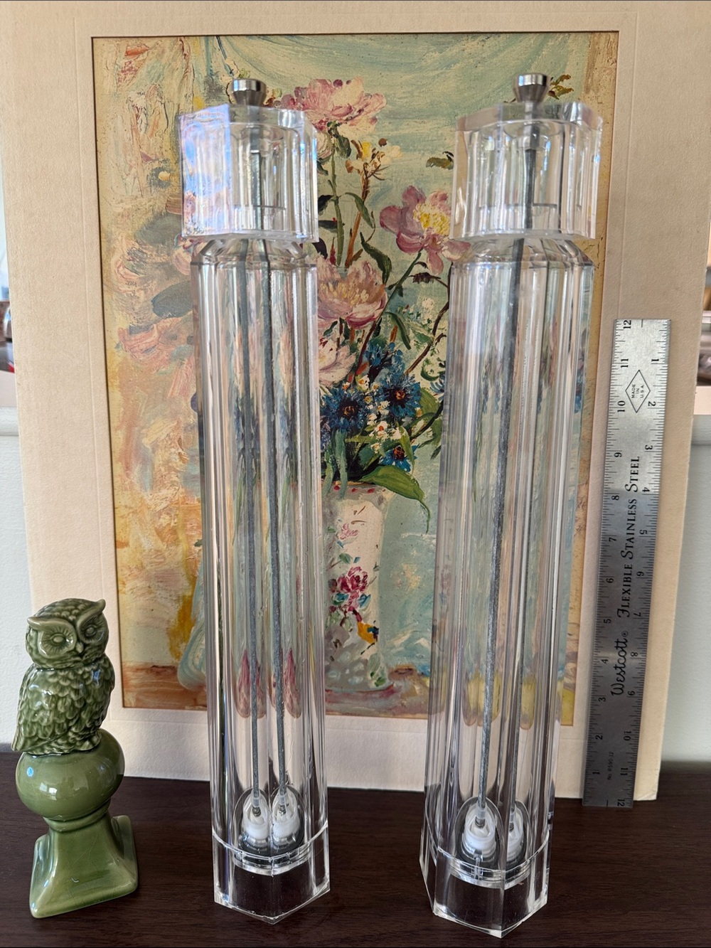 Olde Thompson Tall Clear Acrylic Grinder Set - Pair of 2 Ceramic Mills